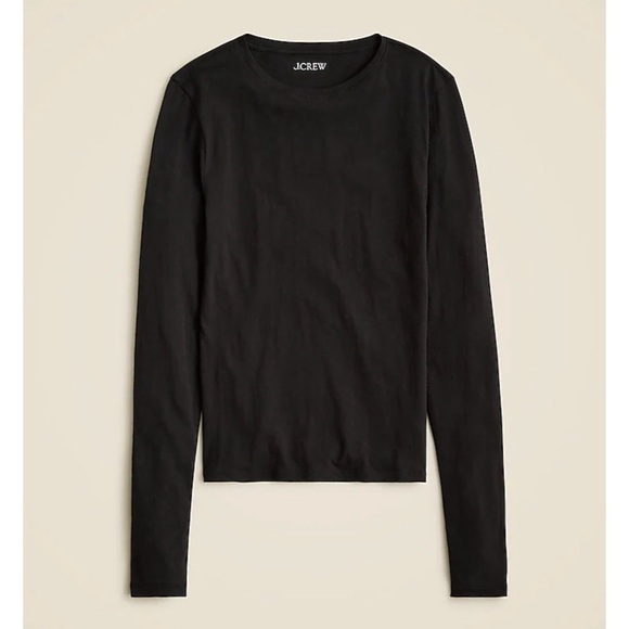 NWT J. Crew Tissue Crepe Long-sleeve T-shirt Black - Picture 1 of 5
